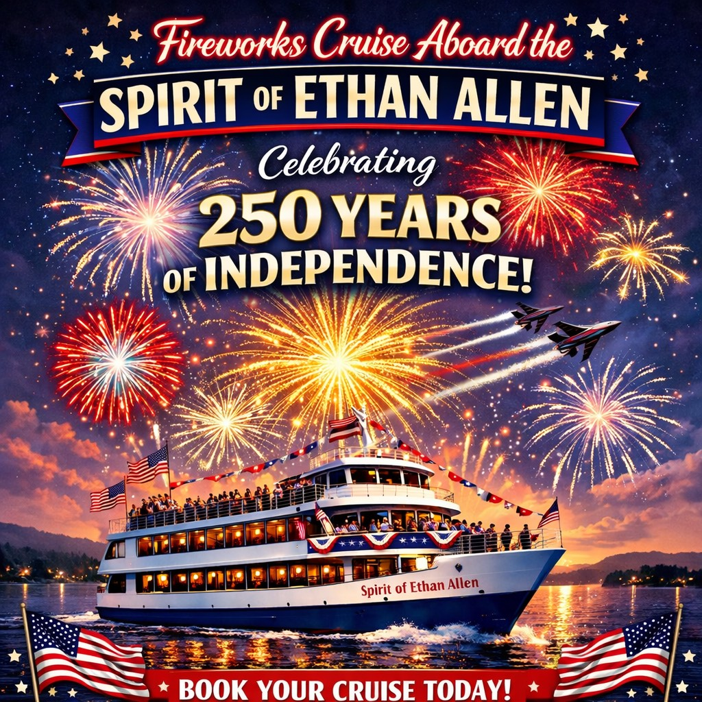 Boat with fireworks celebrating 250 years of independence.